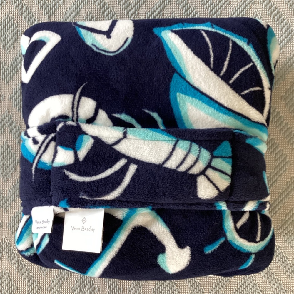 Vera Bradley Blue Shore Enough Fleece Travel Blanket 60 x 45 NWT